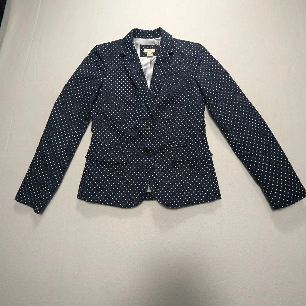J. Crew Blazer Polka Dot Navy Blue size 00